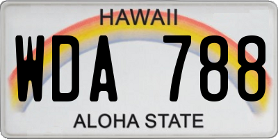 HI license plate WDA788