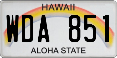 HI license plate WDA851
