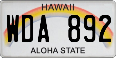 HI license plate WDA892