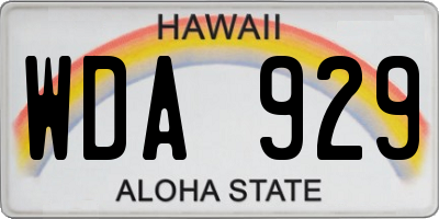 HI license plate WDA929