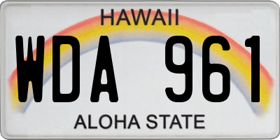 HI license plate WDA961