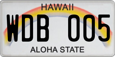 HI license plate WDB005