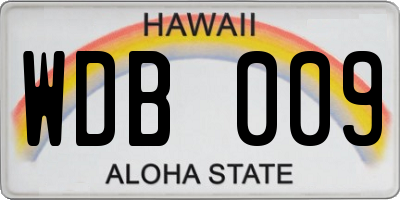 HI license plate WDB009