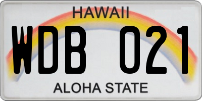 HI license plate WDB021