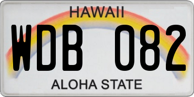 HI license plate WDB082