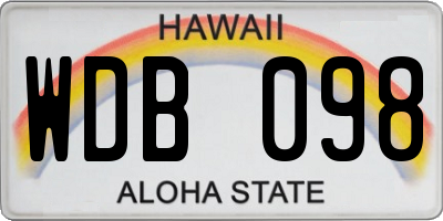 HI license plate WDB098