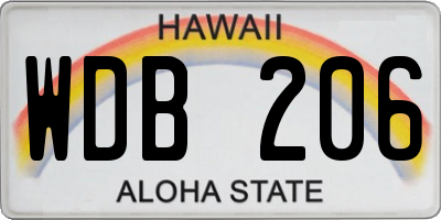 HI license plate WDB206