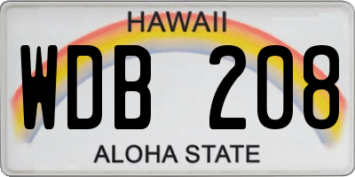 HI license plate WDB208