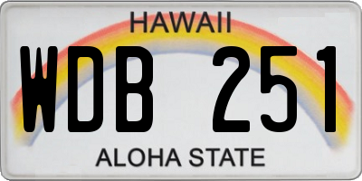 HI license plate WDB251