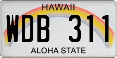 HI license plate WDB311