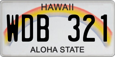 HI license plate WDB321