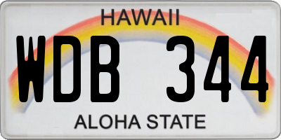 HI license plate WDB344
