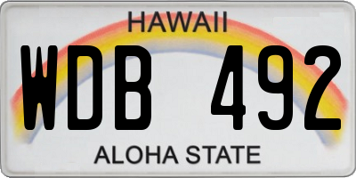HI license plate WDB492