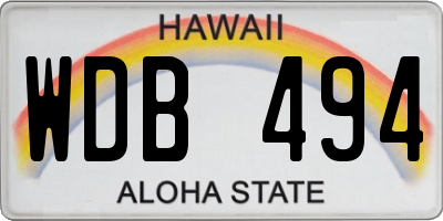 HI license plate WDB494