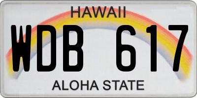 HI license plate WDB617