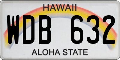 HI license plate WDB632