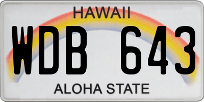 HI license plate WDB643