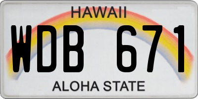 HI license plate WDB671