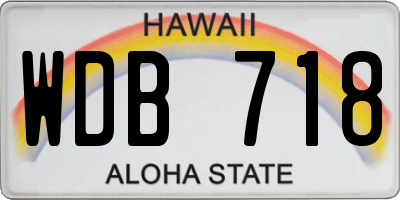 HI license plate WDB718