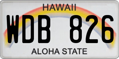 HI license plate WDB826