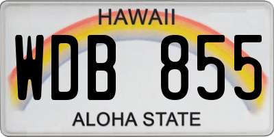 HI license plate WDB855