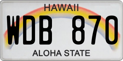 HI license plate WDB870