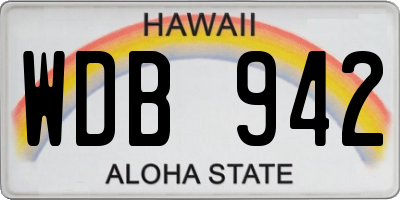 HI license plate WDB942