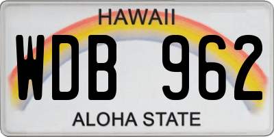 HI license plate WDB962