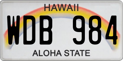 HI license plate WDB984