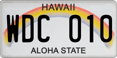 HI license plate WDC010