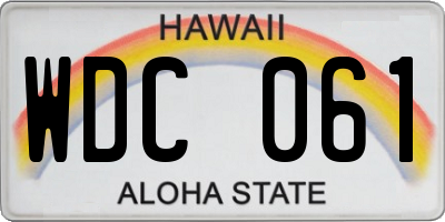 HI license plate WDC061