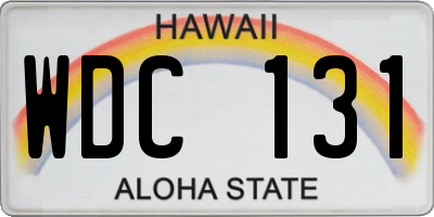 HI license plate WDC131