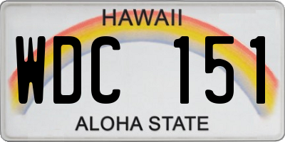 HI license plate WDC151