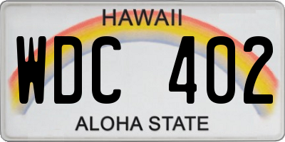 HI license plate WDC402
