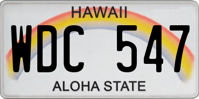 HI license plate WDC547