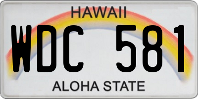 HI license plate WDC581