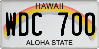 HI license plate WDC700