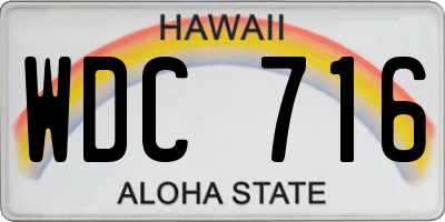HI license plate WDC716