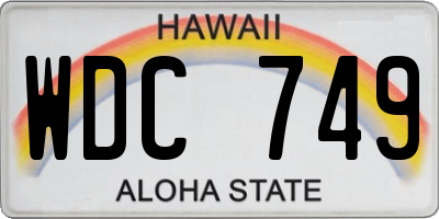 HI license plate WDC749