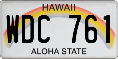 HI license plate WDC761