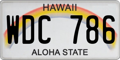 HI license plate WDC786