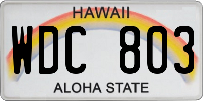 HI license plate WDC803