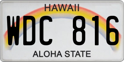 HI license plate WDC816