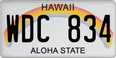 HI license plate WDC834