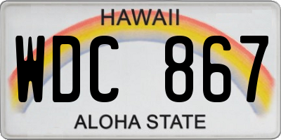 HI license plate WDC867