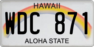 HI license plate WDC871