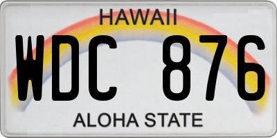 HI license plate WDC876