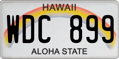 HI license plate WDC899
