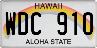 HI license plate WDC910