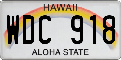 HI license plate WDC918